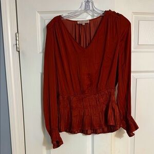 Philosophy Deep Red V-Neck Blouse